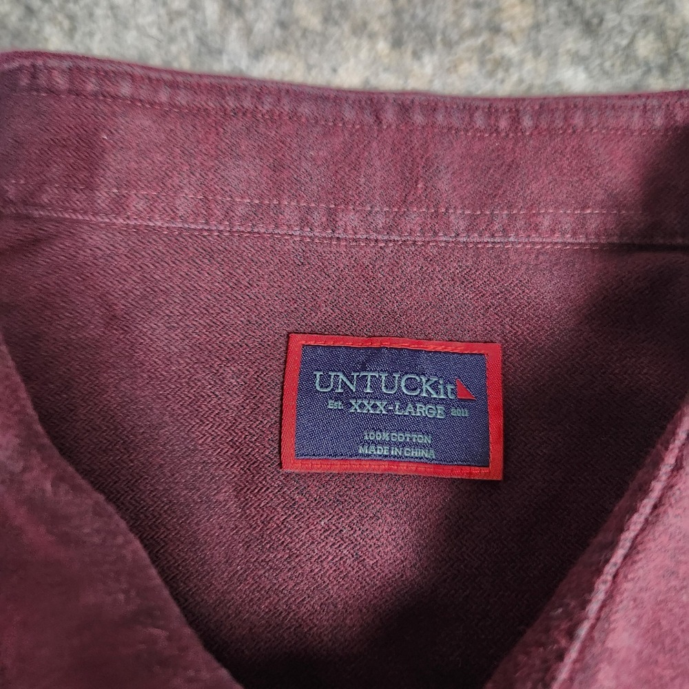 UNTUCKit Shirt Men 3XL XXXL Red Herringbone Plaid Long Sleeve Button Up Preppy - Picture 3 of 9